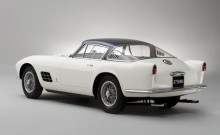 Rear view of a white 1955 Ferrari 375 MM