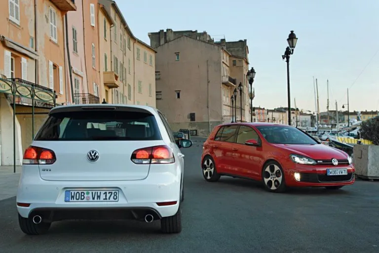 White and Red VW Golf GTis