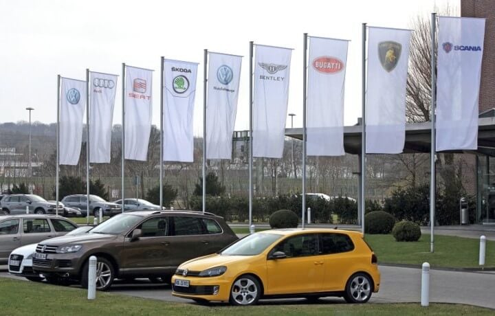 Volkswagen Group Brands Flags in Wolfsburg