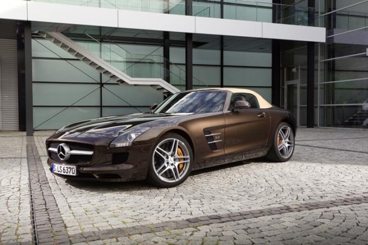 Brown Mercedes SLS