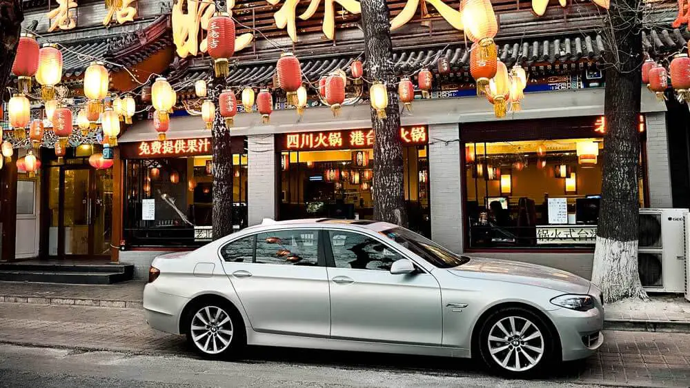 Silver BMW 5 Series in China