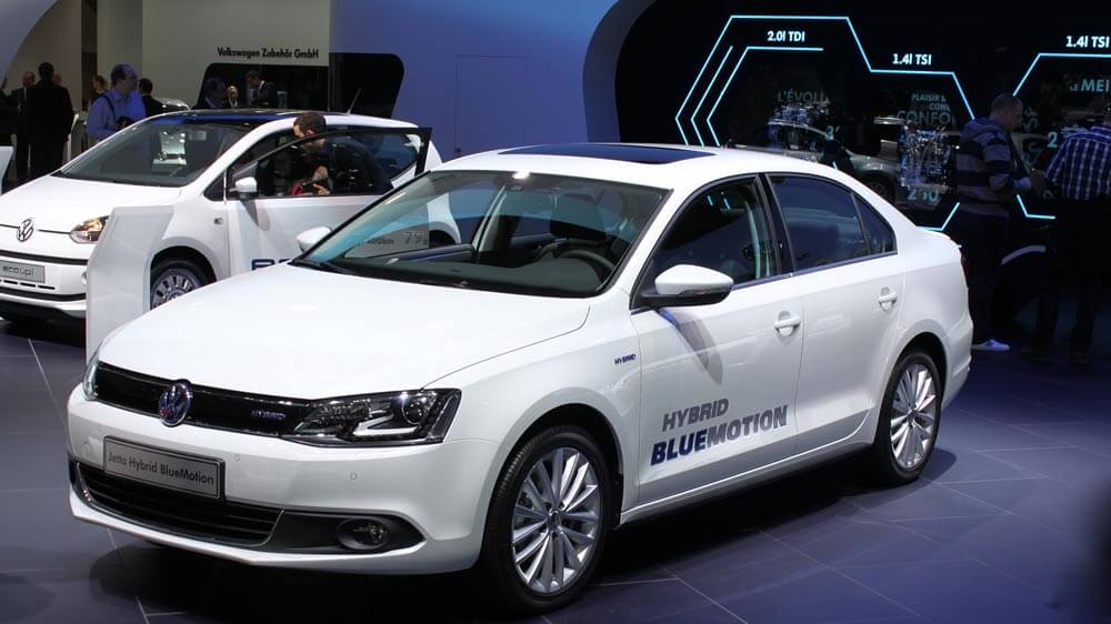 White VW Hybrid Jetta