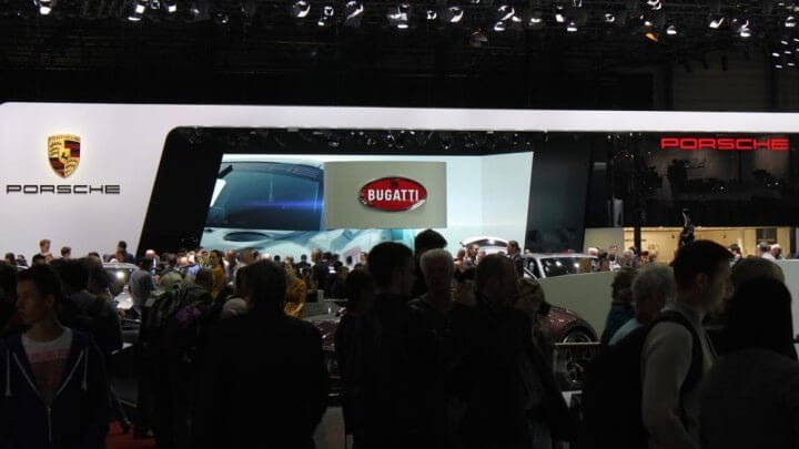 Porsche and Bugatti Stands at Geneva Auto Show 2014