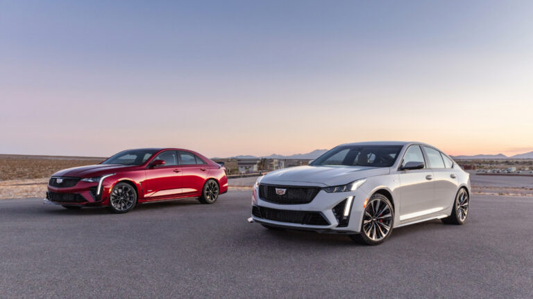 In 2021, General Motors (GM) sales in the USA were lower for Cadillac, Chevrolet, and GMC but increased for Buick with Silverado the top-selling model. During the 2021 Rolex 24 at DAYTONA, Cadillac shared a sneak peek of the 2022 CT4-V Blackwing (left) and CT5-V Blackwing (right)